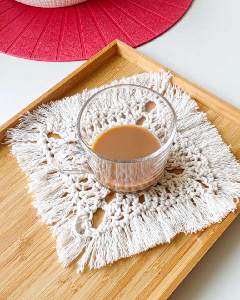 crochet boho coaster in white by sincerely ant