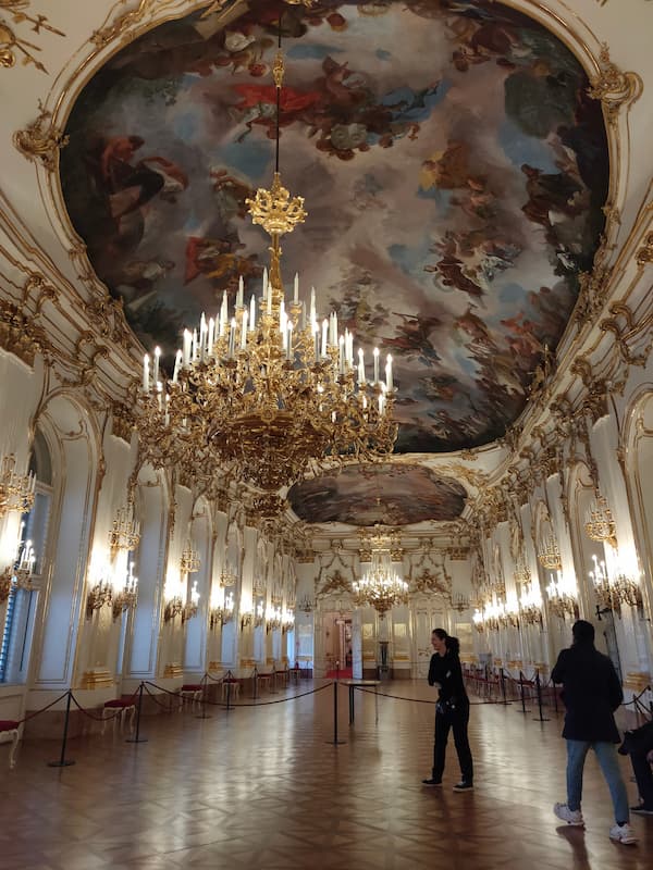 The painted ceiling at Schonbrunn Palace room