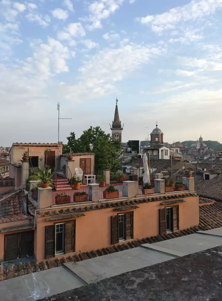 A rooftop view in the center of Rome